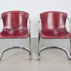 Set Of 2 Vintage Metaform Tuigleer Leren Buisframe Stoel ‘70 thumbnail 8