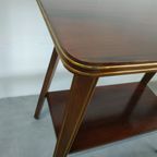 Vintage Plantentafel Bijzettafel Trolley Met Messing Inlay En Wieltjes thumbnail 17