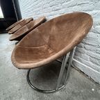 Midcentury Design Ballon Chair - Chroom, Suede - Lusch&Co thumbnail 8