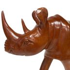 Antieke Xl Houten Neushoorn Rozenhout Vintage thumbnail 2