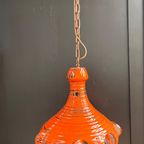 Vintage Hanglamp, West Duitse Lavalamp, Oranje Keramiek, Mid Century thumbnail 7