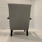 Halabala H-227 Chair Restored, Grey With A Red-White-Blue Trim thumbnail 5