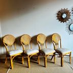 4 Rotan Bamboe Stoelen Vintage Italiaans Design thumbnail 3