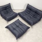 Ligne Roset Togo Set - 1 - 2 Seater & Ottoman - Pinstripe Fabric thumbnail 3