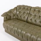 Chesterfield Style Green Leather Sofa From Skippers, Denmark thumbnail 8