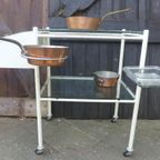 Oud Industrieel Medische Bijzet Tafeltje Op Wielen thumbnail 3