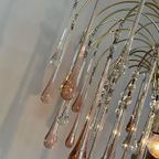 Xl Vintage Roze Murano Kristallen Kroonluchter Hanglamp thumbnail 3