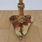 Messing Rococo Staande Kapstok Hollywood Regency Hall Tree Op Marmer Voet thumbnail 5