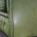 Comfortabele, Groene, Rundlederen Ruime 3 Zits Engelse Chesterfield Bank thumbnail 17