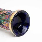 Cilindrische Antieke Gefacerteerde Vaas - Carnival Glass Circa 1910 thumbnail 2