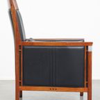 Schuitema Art Deco Design Fauteuil Uit De Decoforma Serie Met Zwart Leer En Hoge Rug thumbnail 3