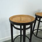 Set Jaren 50 Houten Barkrukken Met Webbing Uit Frankrijk thumbnail 12