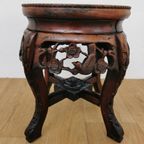 Antiek Chinees Bijzettafeltje, Plantentafeltje Met Marmer 12 thumbnail 6