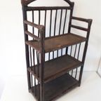 Vintage Bamboe Boekenrekje Wandrek Hangkast Hangkastje Boho Wandrek Manou Jaren 70 Planten Rek thumbnail 7