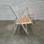 2x Vintage Klapstoel Wit Met Naturel Webbing Zitting thumbnail 6