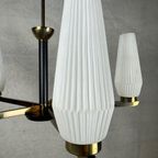 Vintage Hanglamp Messing/opaline thumbnail 7