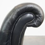 Groot, Sierlijk Zwart Chesterfield Daybed Gemaakt Van Rundleer thumbnail 9