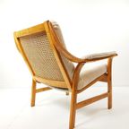 Vintage Rotan Fauteuil Nieuw Gestoffeerd Off White Rib thumbnail 7