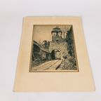 Martin Van Waning - (1889 - 1972) - Ets - Poortje - "Poortje Te Rottenburg" - 1E Helft 20E Eeuw thumbnail 3