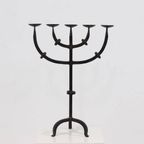 Large Brutalist Wrought Iron 5 Arm Candle Holder 1950S thumbnail 3