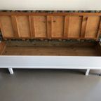Vintage Zweedse Klepbank, Keukenbank Wit Met Bekleding thumbnail 2
