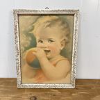 Vintage Babyschilderijtje Brocante Prentje thumbnail 2