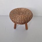 Mid Century Hout En Rieten Krukje Toegekend Aan Tony Paul. thumbnail 2