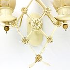 Vintage Cast Iron Wall Lamp Met Bloemenglazen Tinten, Mid Century Sconce, Wrought Iron thumbnail 5