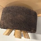 Ronde Zwarte Sisal Poef, Op 3 Houten Poten thumbnail 14