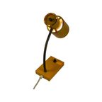 Vintage Desk Lamp - Yellow - Brass Gooseneck And Power Switch On The Base thumbnail 4