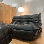 Nieuw Ligne Roset Togo Set Zwart Leer 2-Zits + 1-Zits + Poef thumbnail 9