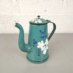 Antieke Emaille Kan Met Bloemen thumbnail 2