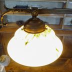Vintage Klassieke Hanglamp Met Glazen Kappen – Messing thumbnail 6