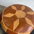 Vintage Patchwork Poef / Voetbank In Cognac Bruin thumbnail 3
