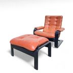 Mcm Design Fauteuil En Voetbank, Lystolet, Zweden,1970S thumbnail 3