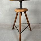 Vintage Industriële Verstelbare Kruk – Beuk thumbnail 3
