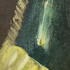 Stilleven Met Wijn En Fruit Schilderij Olieverf Op Doek Gesigneerd thumbnail 3