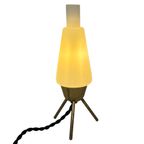 Atomic Age / Mid Century Modern - Tripod Lamp With White Satin Glass Shade On Brass Feet thumbnail 8