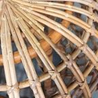 Vintage Riet Rotan Poef Ottoman Voetstoel, Rond thumbnail 2