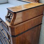 Antieke Louis Kaptafel,(Baby) Commode, Dressoir, Ladekast Met Spiegel En Marmer Blad. thumbnail 4