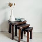Set Vintage Bijzettafeltjes Nesting Tables Jaren 70 Brutalist thumbnail 2