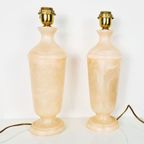 Hollywood Regency Alabaster Lampen Marmer Roze thumbnail 5