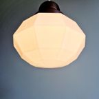 Art Deco Hanglamp In Gefacetteerde Witte Opaline, Jaren 20 thumbnail 10