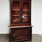 Brocante Vitrinekast, Boekenkast Met Glazen Deurtjes thumbnail 2