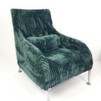 Vintage Design Fauteuil Nieuw Gestoffeerd Groene Rib thumbnail 2