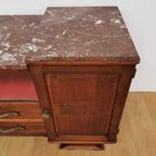 Vintage Mid Century Art Deco Tv Meubel, Dressoir Marmer Blad thumbnail 14