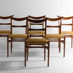 Set Van 6 Vintage Mid-Century Stoelen Met Unieke Gebogen Rug thumbnail 3