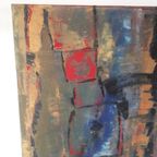 *retro Schilderij Abstract Olieverf Op Doek 70's Stijl thumbnail 2