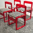 Vintage Rode Stoelen Met Panterstof thumbnail 3