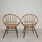 Set Van 2 Rotan, Bamboe Kinder Stoelen Rohe Noordwolde, Jaren 50 thumbnail 9